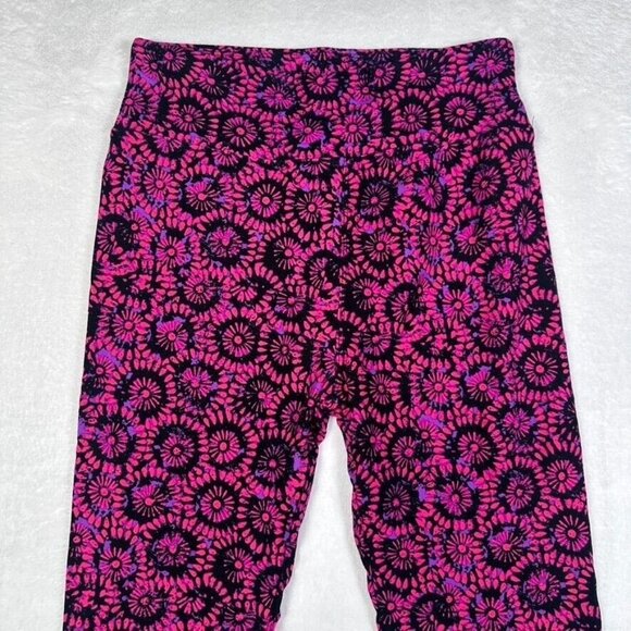 LuLaRoe Black Pink Purple Hippie Tye Dye Raver Trance Club Leggings One Size OS - Picture 2 of 6